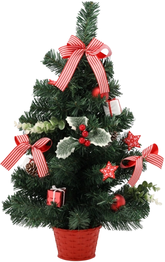 Karácsonyfa 60 cm, piros, magyallevelekkel
