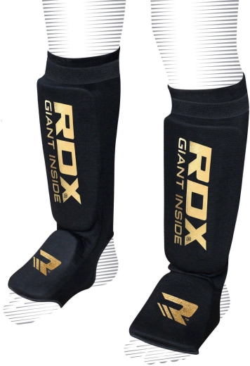 RDX sípcsont- és lábfejvédő Hosiery Shin Instep Foam fekete/arany – XL méret