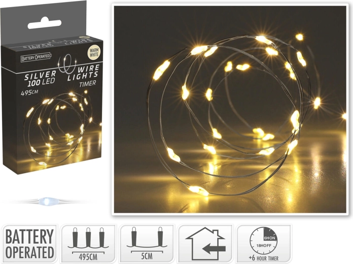 Karácsonyi LED fényfüzér meleg fehér 4,95 m (100 LED) időzítővel