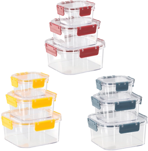 Négyszögletes ételtároló dobozok szettje tömítő fedéllel 0,4 l + 0,9 l + 1,8 l