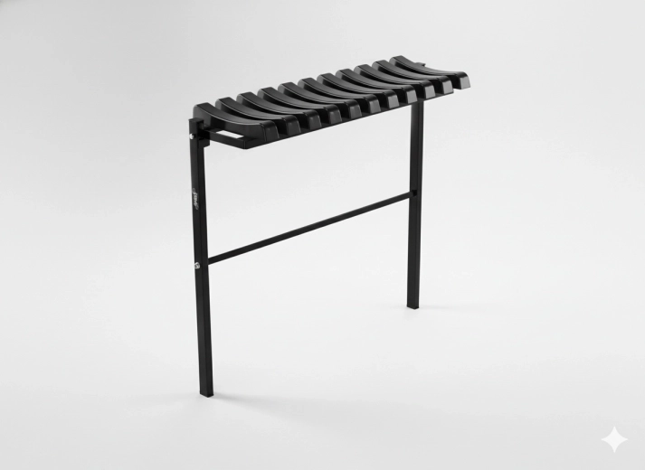 Összecsukható temetői pad 68 cm – fekete acél