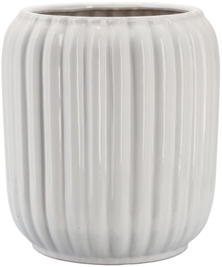 Kerámia kaspó 40 × 40 × 44 cm, fehér, dombornyomott mintával