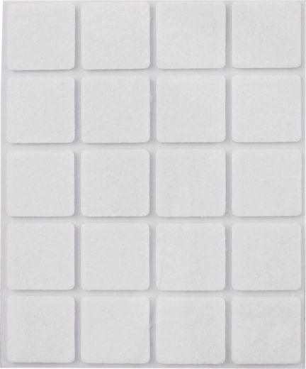 Öntapadó filc bútoralátétek 20 db, fehér 25 × 25 mm