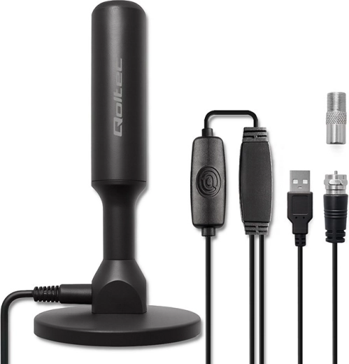 beltéri DVB-T2 TV antenna erősítővel és mágneses talppal, 4K, 28 dBi, 5 m kábel