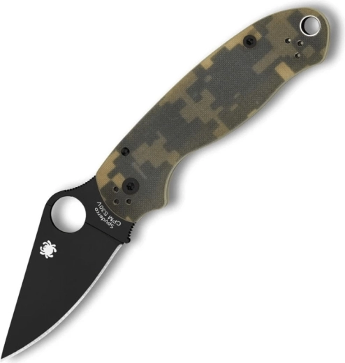 Taktikai zsebkés Spyderco Para 3 Camo, fekete penge, G-10 markolat