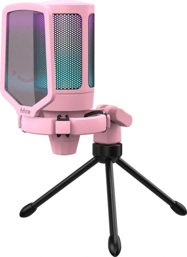 Fifine A6V rózsaszín gamer USB kondenzátormikrofon