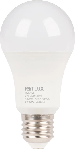 RETLUX A60 E27 9 W LED-izzó, hideg fehér