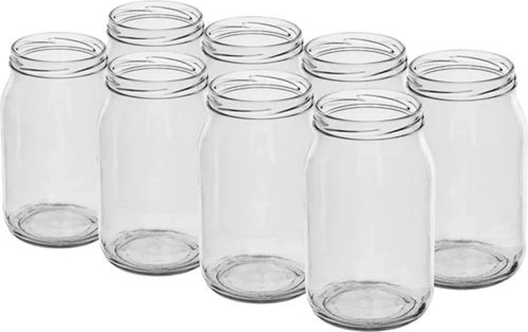900 ml-es befőttesüveg csavaros tetővel, 8 darabos készlet