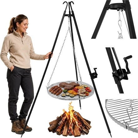 Grill háromláb rozsdamentes ráccsal 70 cm Kaminer