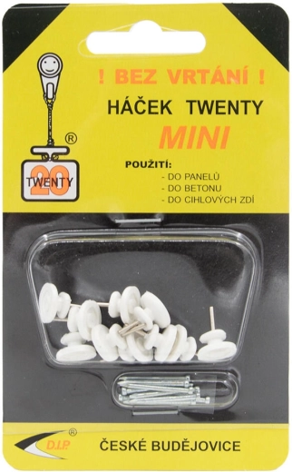 TWENTY mini poliamid akasztó, fehér, 10 db