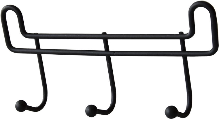 Fürdőszobai akasztó 3 kampóval, 16 cm, fekete fém