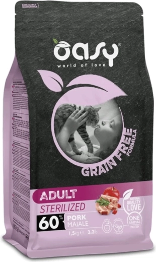 Oasy Grain Free sterilized sertéshús 1,5 kg