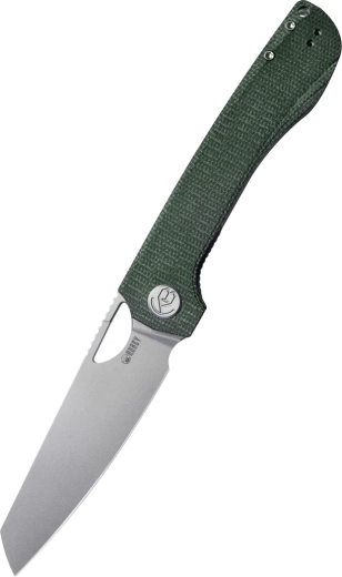Kubey Elang KU365E zárókés 10 cm, gyöngyszórt, sötétzöld micarta klippel