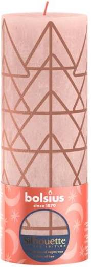 Rusztikus gyertya 190 × 68 mm rózsaszín/borostyánsárga