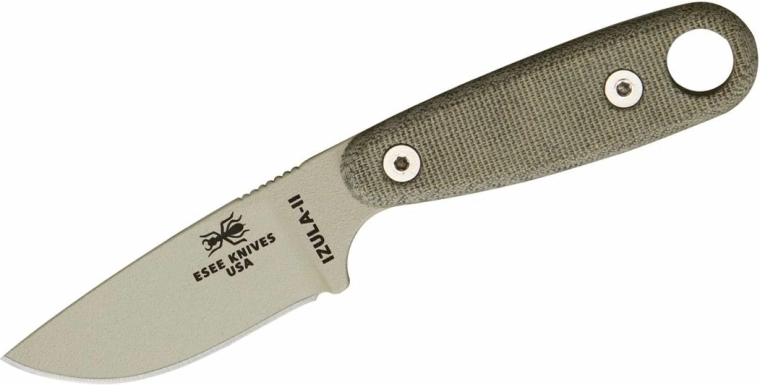 ESEE Izula II Desert Tan túlélőkés micartával és tokkal