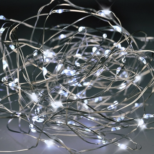 Solight karácsonyi LED-fényfüzér ezüstszínű dróton, 10 m, 100 mini LED, hideg fehér – 1 db