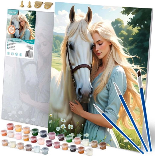 Számozott kifestő 40×50 cm – nő portréja lóval Massido