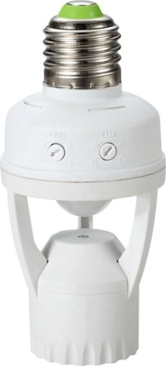 E27 foglalat izzóhoz PIR mozgás- és szürkületérzékelővel 360° MACLEAN