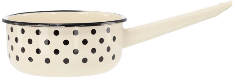 Zománcozott nyeles lábas 1,5 l, 16 cm, fehér pöttyös