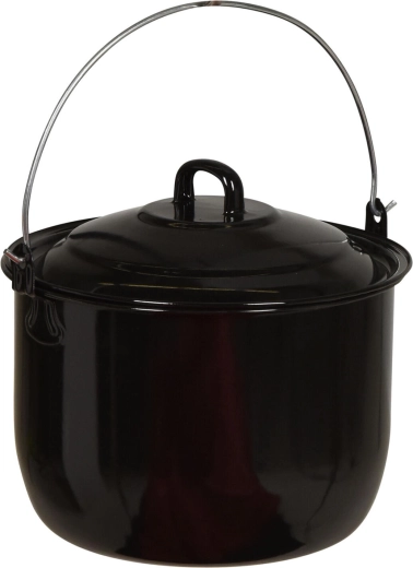 Függeszthető zománcozott lábas 24 cm fedővel, 6,7 l, fekete