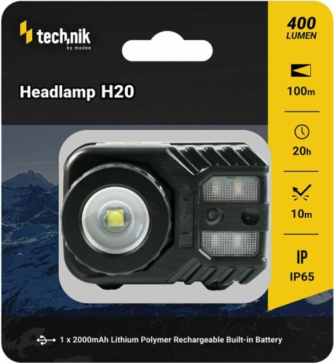 Technik MT-H20 gumírozott felületű fejlámpa, LED CREE XPG-2, micro-USB, piros fény