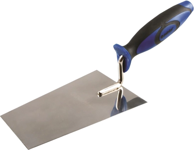 Rozsdamentes kőműveskanál 130 mm gumírozott nyéllel