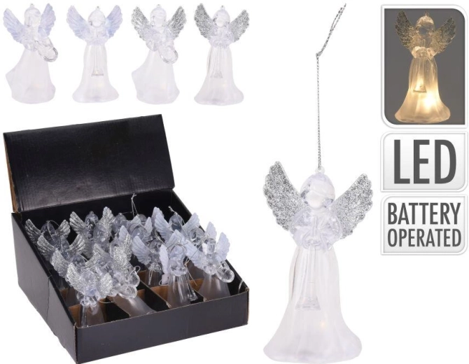 Függesztett LED dísz angyal 11,5 × 6,5 × 6,5 cm