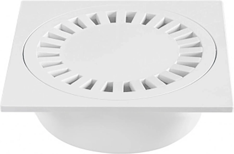 Padlóösszefolyó polipropilénből, fehér, DN 150 × 150 × 50/84