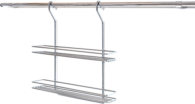 Fali, kétszintes polc krómozott acélból 37 × 37 × 9 cm