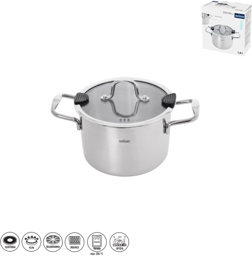 Orion rozsdamentes lábas Venice 1,9 l üveg fedővel