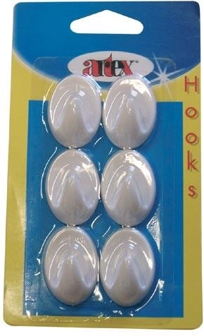 Öntapadós ovális akasztók kicsi, fehér (6 db)