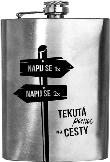Rozsdamentes zseblaposüveg „Folyékony segítség útközben” 240 ml