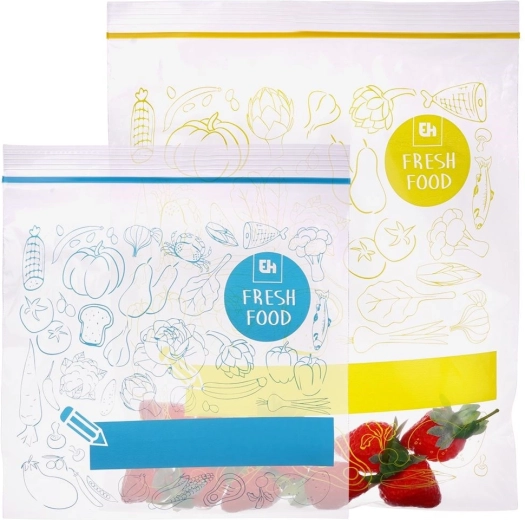 Élelmiszer-tároló zipzáras tasakok 20× 1,2 l + 20× 2,5 l, 40 db