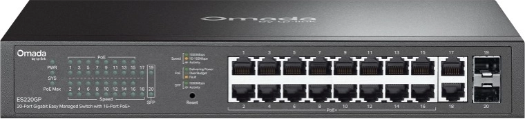 Omada Easy Managed 20 portos gigabites kapcsoló 16× PoE+-szal