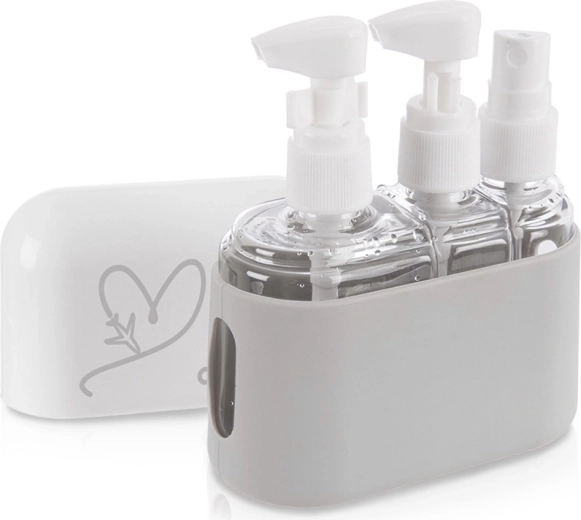 Utazó kozmetikai flakonok tokban, 4 részes készlet