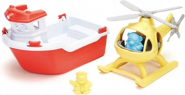 Green Toys mentőhajó helikopterrel 2 az 1-ben