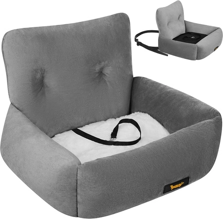 PURLOV S kutya autóülés, 44 × 35 × 30 cm, szürke