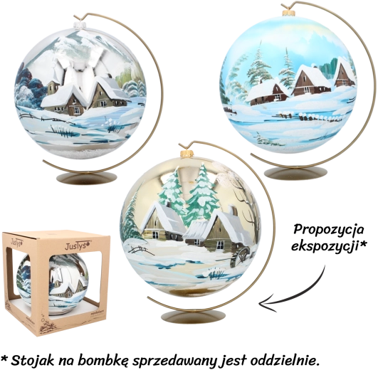 Üveg karácsonyi gömb 25 cm, kézzel festett dekorációval – Chomik