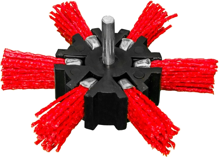 Körkefés csiszolófej 100 mm, 6 mm szárra, 27 mm-es nejlonszálakkal