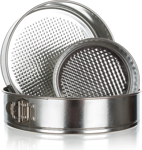 FANTASIA kapcsos tortaforma készlet 16/24/28 cm, ónozott fém