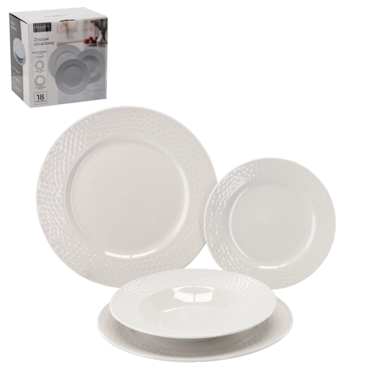 18 részes, kerek fehér porcelán étkészlet