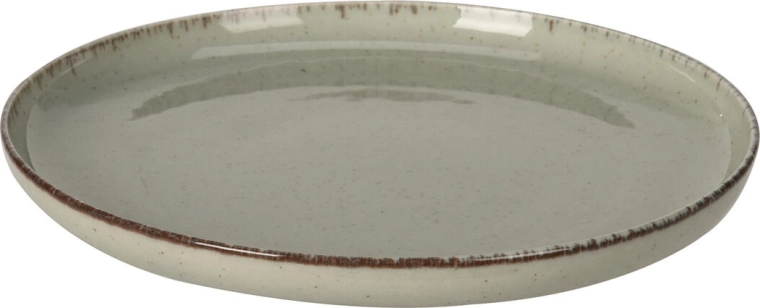 19 cm-es porcelán desszerttányér világoszöld mintával, barna szegéllyel