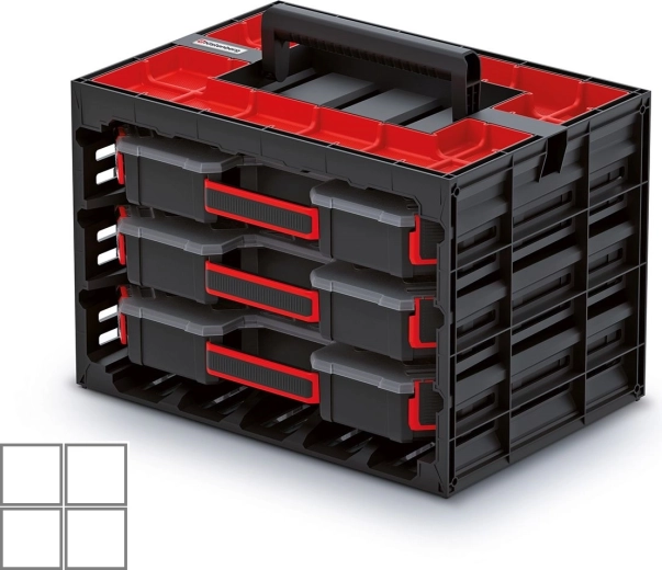 Hordozható szekrény 3 szerszám- és apróalkatrész-rendezővel TAGER CASE
