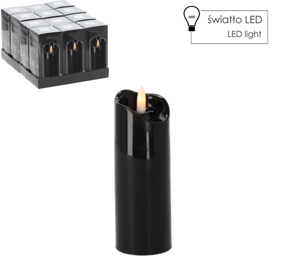 LED gyertya 5 × 15 cm fekete