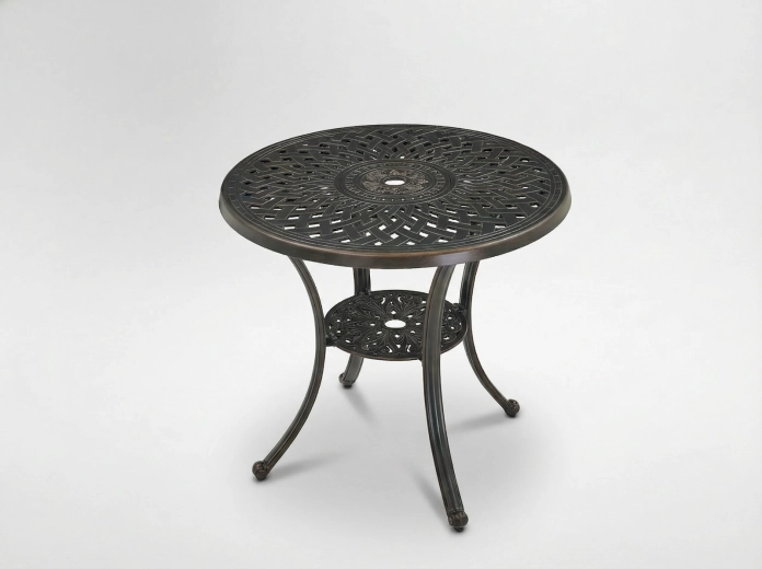 Alumínium kerti asztal MONDRICH, antik bronz, kerek Ø78 × 70 cm