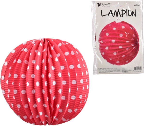 Papírlampion rózsaszín pöttyökkel 25 cm