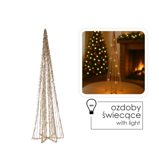 Karácsonyi LED kúp alakú fa 50 cm – arany