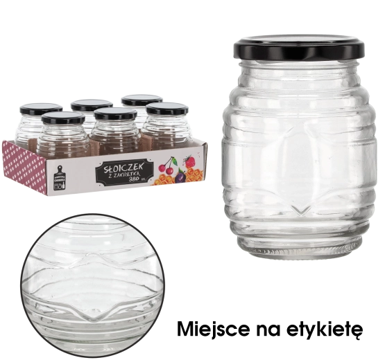 380 ml csíkos üvegedény fedővel