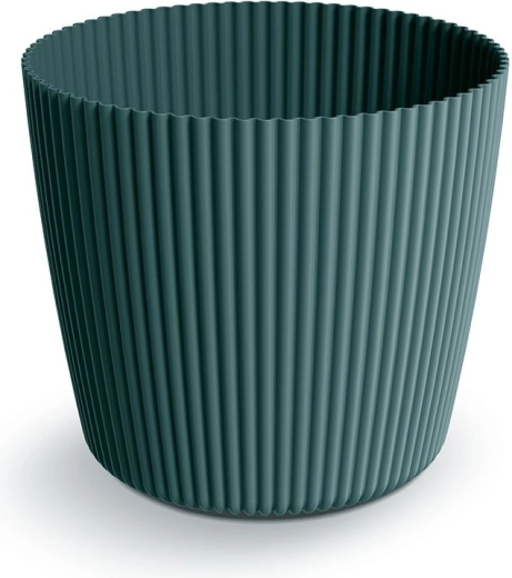 Bordázott felületű műanyag virágcserép, 23,6 cm – PROSPERPLAST Milly Round, óceánkék