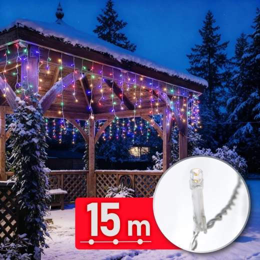 Színes LED fényfüzér 15 m, 600 LED